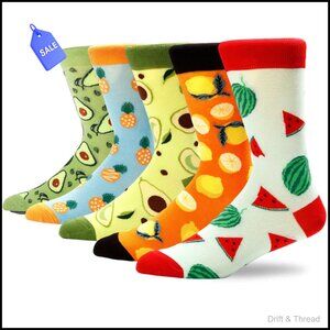 Novelty Graphic Cotton Crew Socks Unisex Fit Size 9-11 Soft Casual Dress